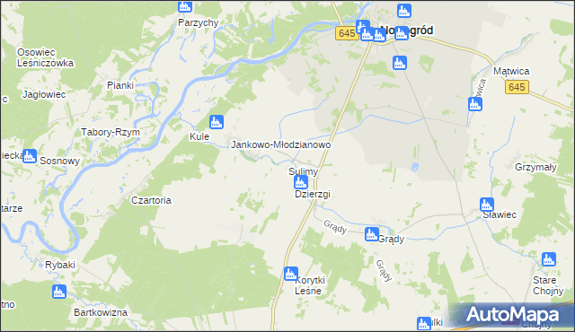 mapa Sulimy gmina Nowogród, Sulimy gmina Nowogród na mapie Targeo