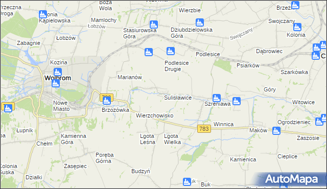 mapa Sulisławice gmina Wolbrom, Sulisławice gmina Wolbrom na mapie Targeo