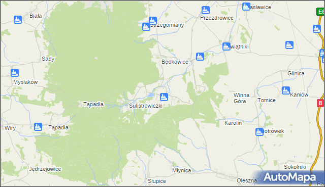 mapa Sulistrowice gmina Sobótka, Sulistrowice gmina Sobótka na mapie Targeo