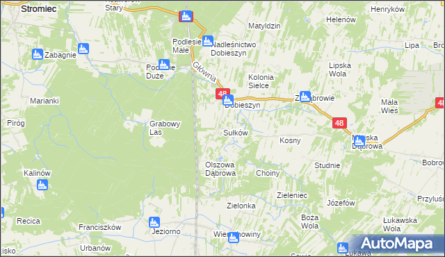 mapa Sułków gmina Stromiec, Sułków gmina Stromiec na mapie Targeo