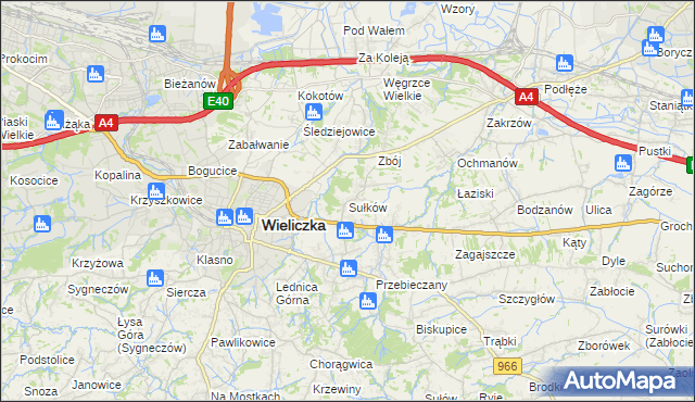 mapa Sułków gmina Wieliczka, Sułków gmina Wieliczka na mapie Targeo