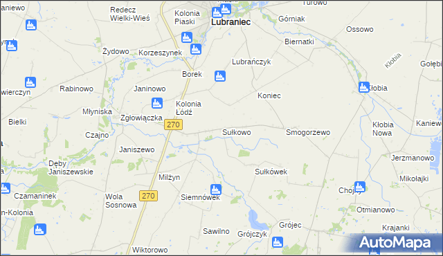 mapa Sułkowo gmina Lubraniec, Sułkowo gmina Lubraniec na mapie Targeo