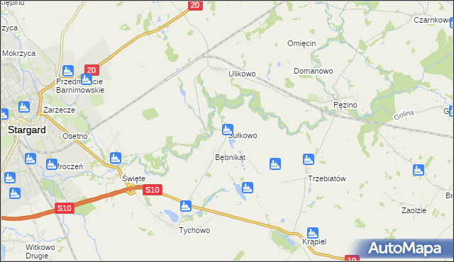 mapa Sułkowo gmina Stargard, Sułkowo gmina Stargard na mapie Targeo