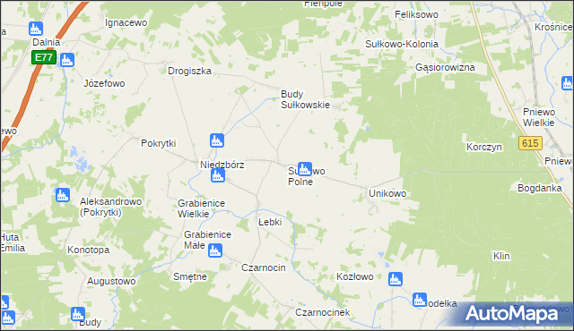 mapa Sułkowo Polne, Sułkowo Polne na mapie Targeo