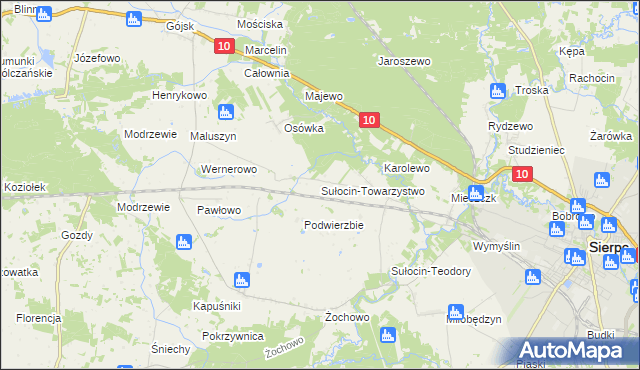 mapa Sułocin-Towarzystwo, Sułocin-Towarzystwo na mapie Targeo