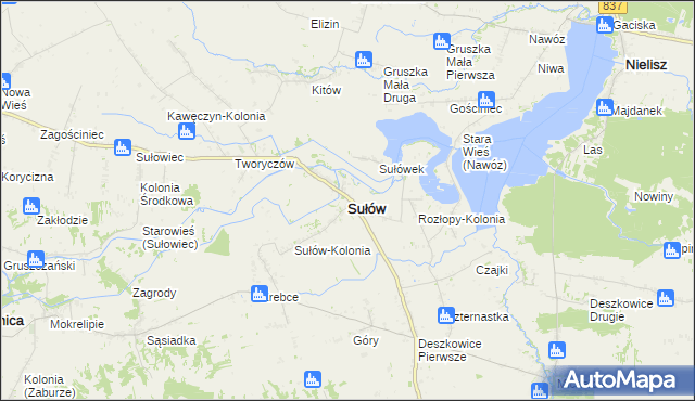 mapa Sułów powiat zamojski, Sułów powiat zamojski na mapie Targeo