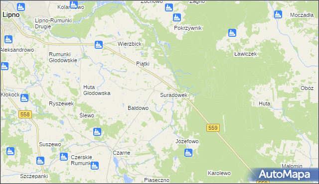 mapa Suradówek, Suradówek na mapie Targeo