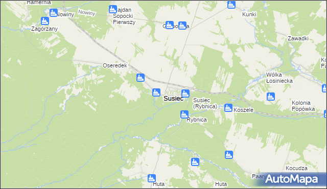 mapa Susiec, Susiec na mapie Targeo