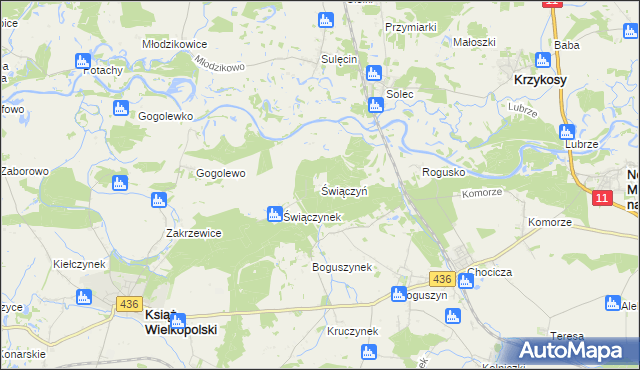 mapa Świączyń, Świączyń na mapie Targeo