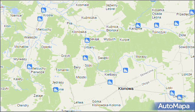 mapa Świątki gmina Klonowa, Świątki gmina Klonowa na mapie Targeo