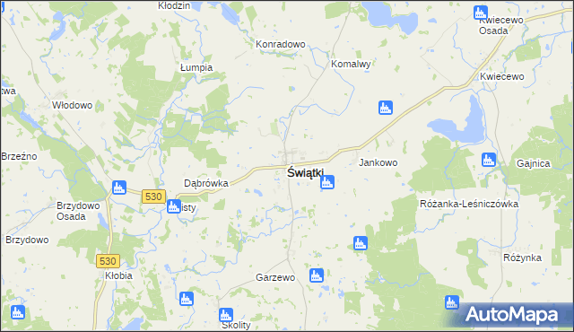 mapa Świątki powiat olsztyński, Świątki powiat olsztyński na mapie Targeo