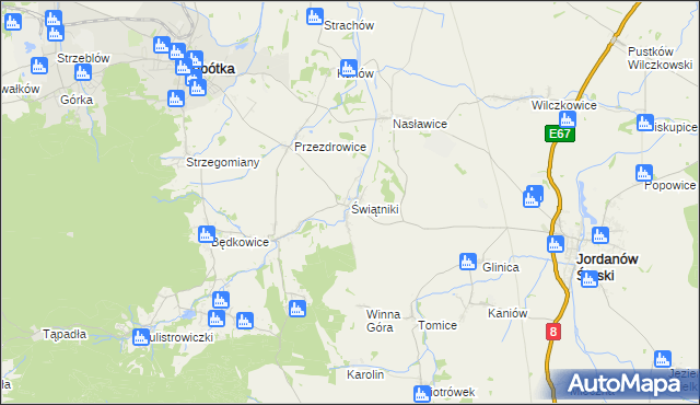 mapa Świątniki gmina Sobótka, Świątniki gmina Sobótka na mapie Targeo