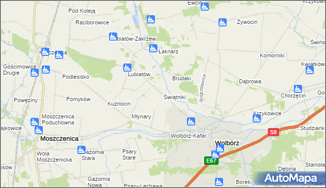 mapa Świątniki gmina Wolbórz, Świątniki gmina Wolbórz na mapie Targeo