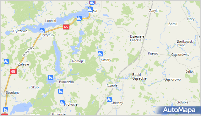 mapa Świdry gmina Olecko, Świdry gmina Olecko na mapie Targeo