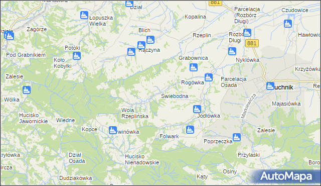 mapa Świebodna, Świebodna na mapie Targeo