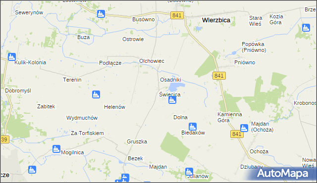 mapa Święcica gmina Wierzbica, Święcica gmina Wierzbica na mapie Targeo