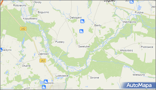 mapa Świelubie gmina Dygowo, Świelubie gmina Dygowo na mapie Targeo