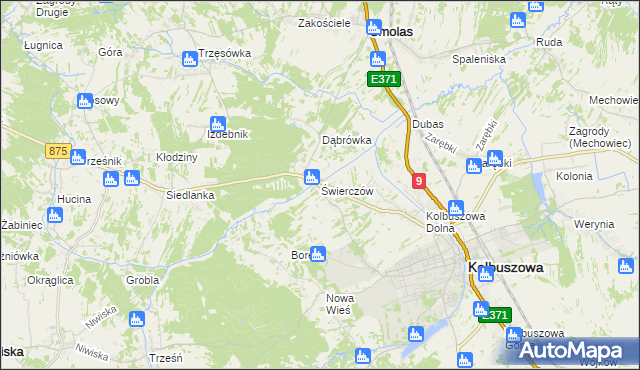 mapa Świerczów gmina Kolbuszowa, Świerczów gmina Kolbuszowa na mapie Targeo