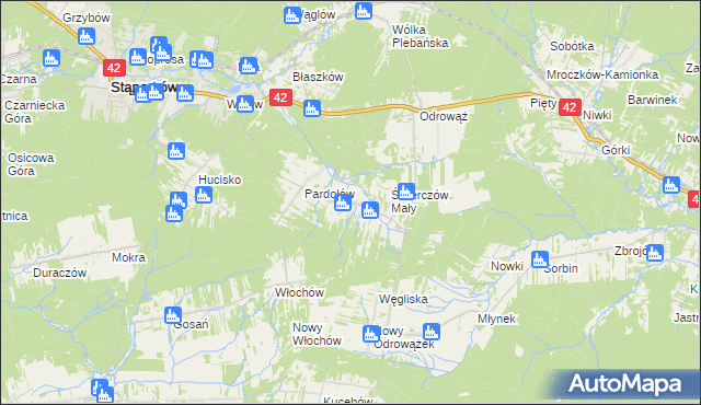 mapa Świerczów gmina Stąporków, Świerczów gmina Stąporków na mapie Targeo