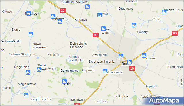 mapa Świerczyn gmina Drobin, Świerczyn gmina Drobin na mapie Targeo