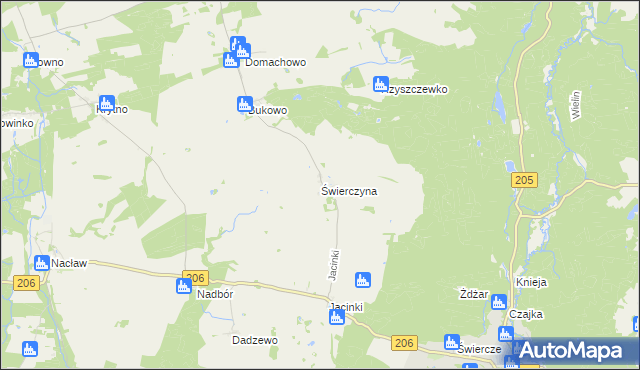 mapa Świerczyna gmina Polanów, Świerczyna gmina Polanów na mapie Targeo