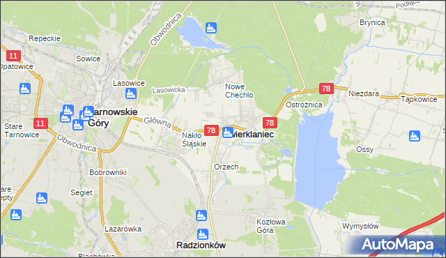 mapa Świerklaniec, Świerklaniec na mapie Targeo