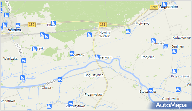 mapa Świerkocin gmina Witnica, Świerkocin gmina Witnica na mapie Targeo