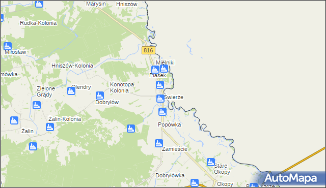 mapa Świerże gmina Dorohusk, Świerże gmina Dorohusk na mapie Targeo