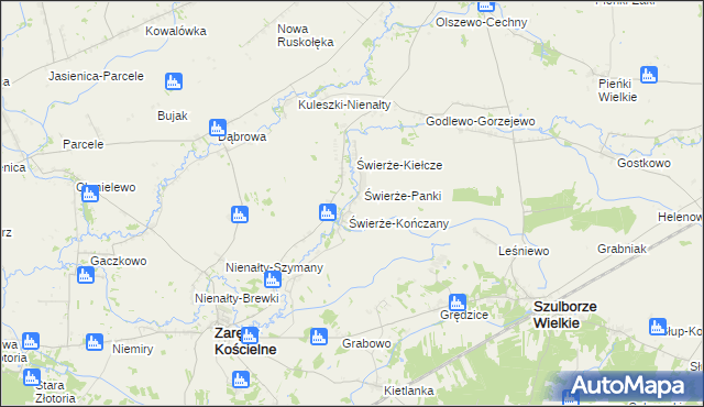 mapa Świerże Zielone, Świerże Zielone na mapie Targeo