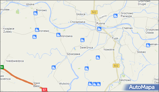 mapa Świerznica gmina Stegna, Świerznica gmina Stegna na mapie Targeo