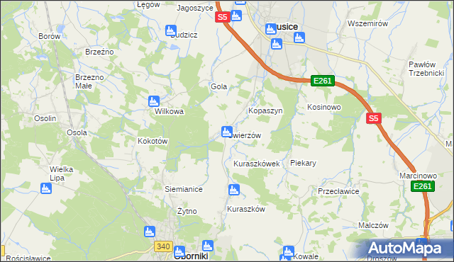 mapa Świerzów, Świerzów na mapie Targeo