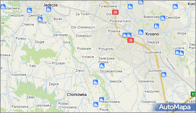 mapa Świerzowa Polska, Świerzowa Polska na mapie Targeo