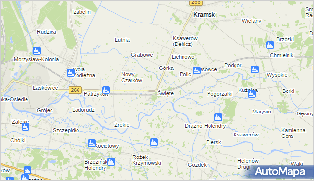 mapa Święte gmina Kramsk, Święte gmina Kramsk na mapie Targeo