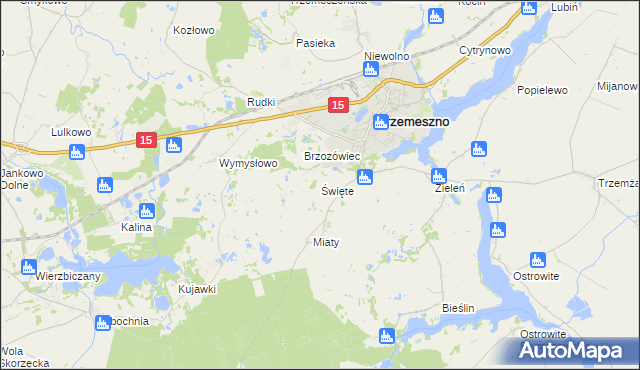 mapa Święte gmina Trzemeszno, Święte gmina Trzemeszno na mapie Targeo