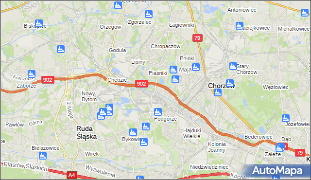 mapa Świętochłowice, Świętochłowice na mapie Targeo