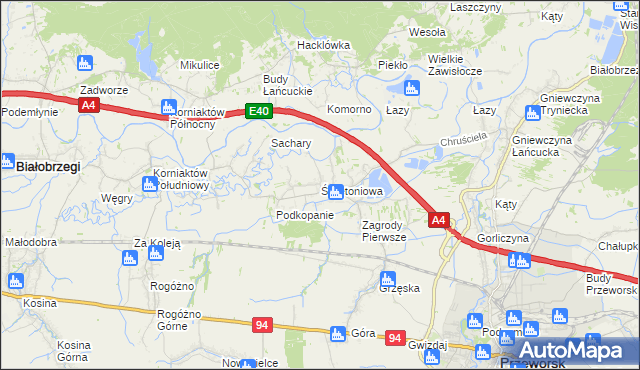 mapa Świętoniowa, Świętoniowa na mapie Targeo