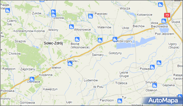 mapa Świniary gmina Solec-Zdrój, Świniary gmina Solec-Zdrój na mapie Targeo