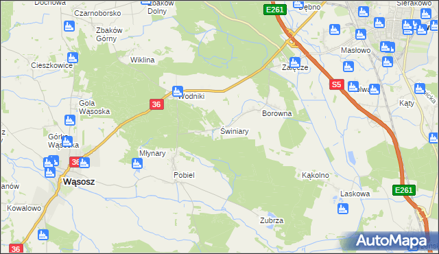 mapa Świniary gmina Wąsosz, Świniary gmina Wąsosz na mapie Targeo