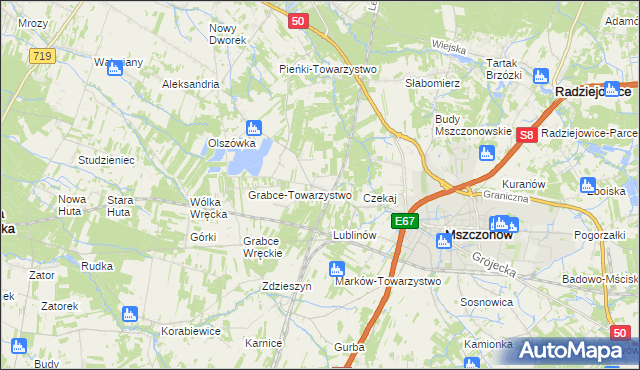 mapa Świnice gmina Mszczonów, Świnice gmina Mszczonów na mapie Targeo