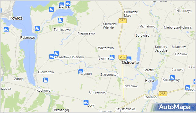 mapa Świnna gmina Ostrowite, Świnna gmina Ostrowite na mapie Targeo