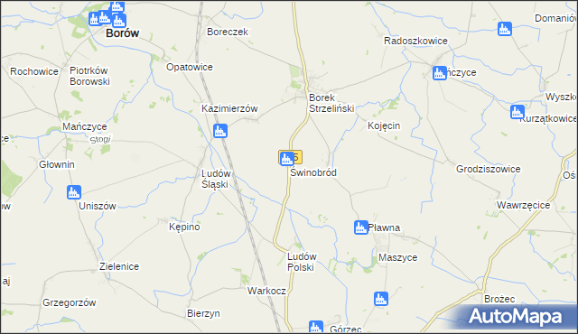 mapa Świnobród gmina Borów, Świnobród gmina Borów na mapie Targeo