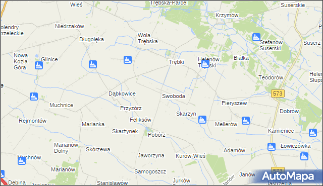 mapa Swoboda gmina Szczawin Kościelny, Swoboda gmina Szczawin Kościelny na mapie Targeo