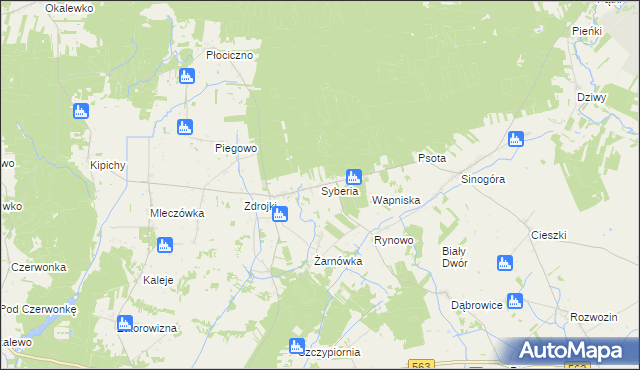 mapa Syberia gmina Lubowidz, Syberia gmina Lubowidz na mapie Targeo