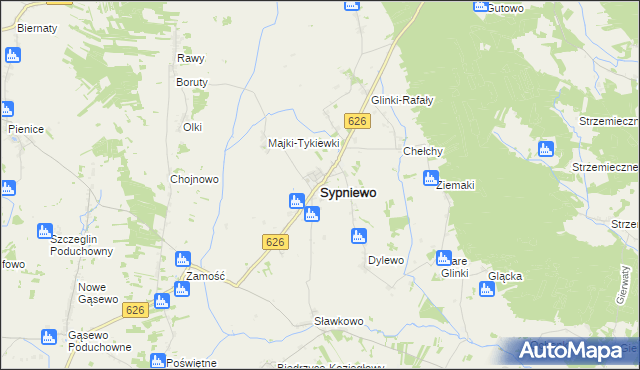 mapa Sypniewo powiat makowski, Sypniewo powiat makowski na mapie Targeo