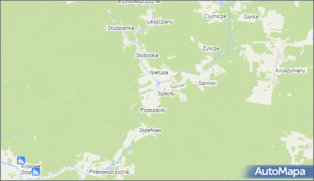 mapa Szaciły gmina Krynki, Szaciły gmina Krynki na mapie Targeo