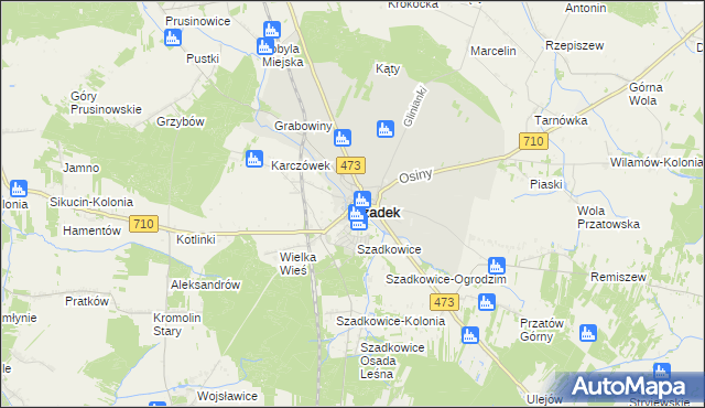 mapa Szadek powiat zduńskowolski, Szadek powiat zduńskowolski na mapie Targeo