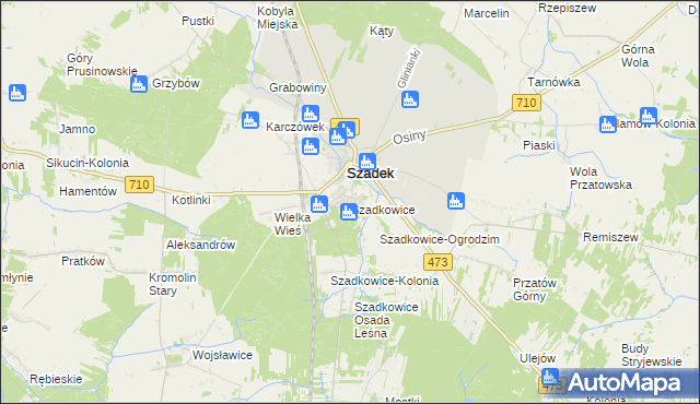 mapa Szadkowice gmina Szadek, Szadkowice gmina Szadek na mapie Targeo