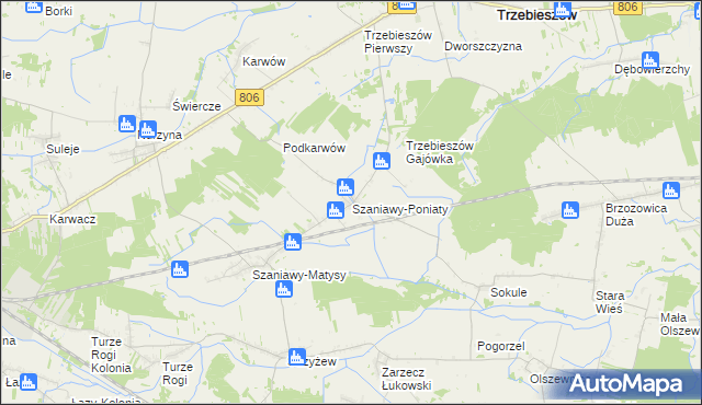 mapa Szaniawy-Poniaty, Szaniawy-Poniaty na mapie Targeo