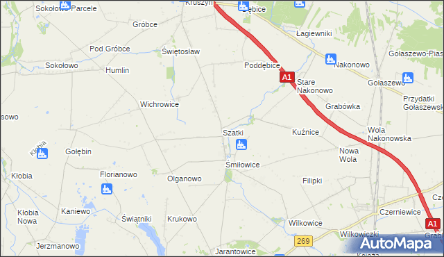 mapa Szatki gmina Choceń, Szatki gmina Choceń na mapie Targeo