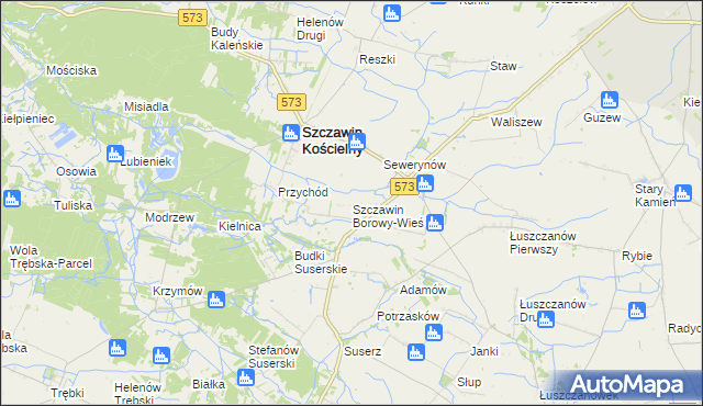 mapa Szczawin Borowy-Wieś, Szczawin Borowy-Wieś na mapie Targeo